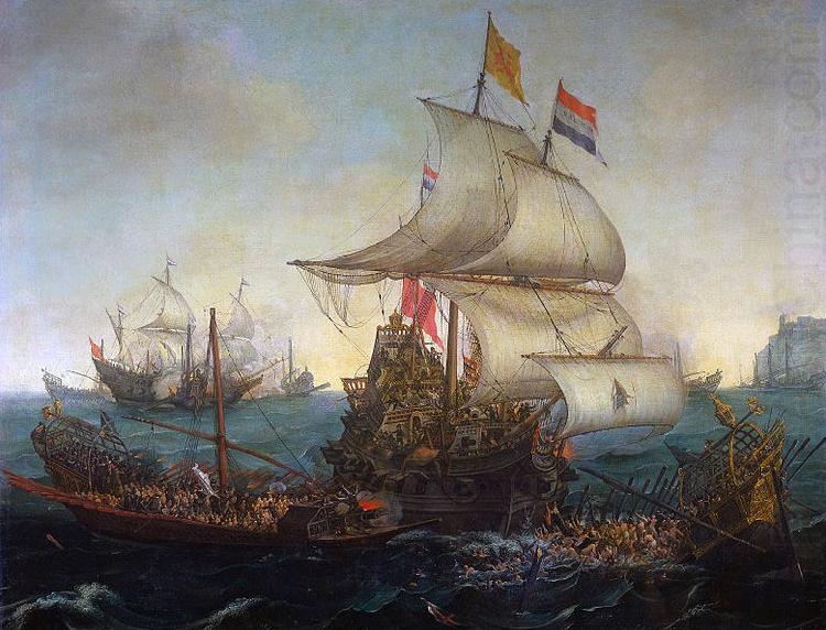 Hendrik Cornelisz. Vroom Dutch ships ramming Spanish galleys off the English coast, 3 October 1602 oil painting picture